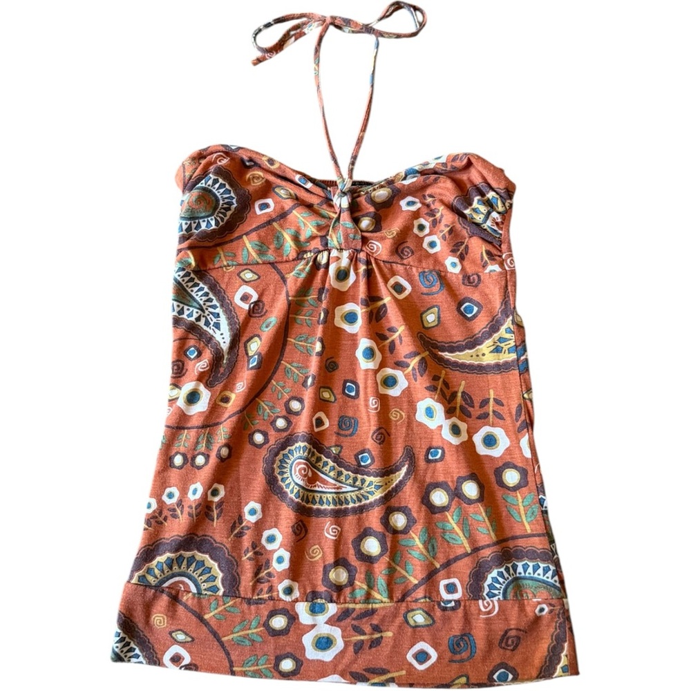 Espresso Y2K Boho Paisley Mermaid Halter Top